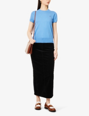 POLO RALPH LAUREN: Brand-Embroidery Short-Sleeve Cotton-Blend Knitted Top