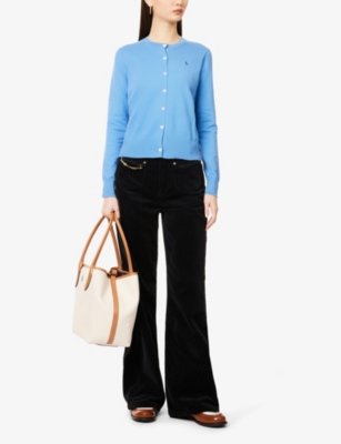 POLO RALPH LAUREN: Round-Neck Logo-Embroidered Cotton-Blend Cardigan