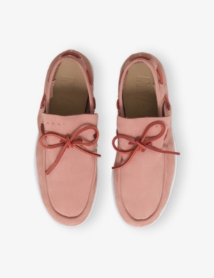 Marni Womens 00c23 Bow-tie Suede Boat Loaf