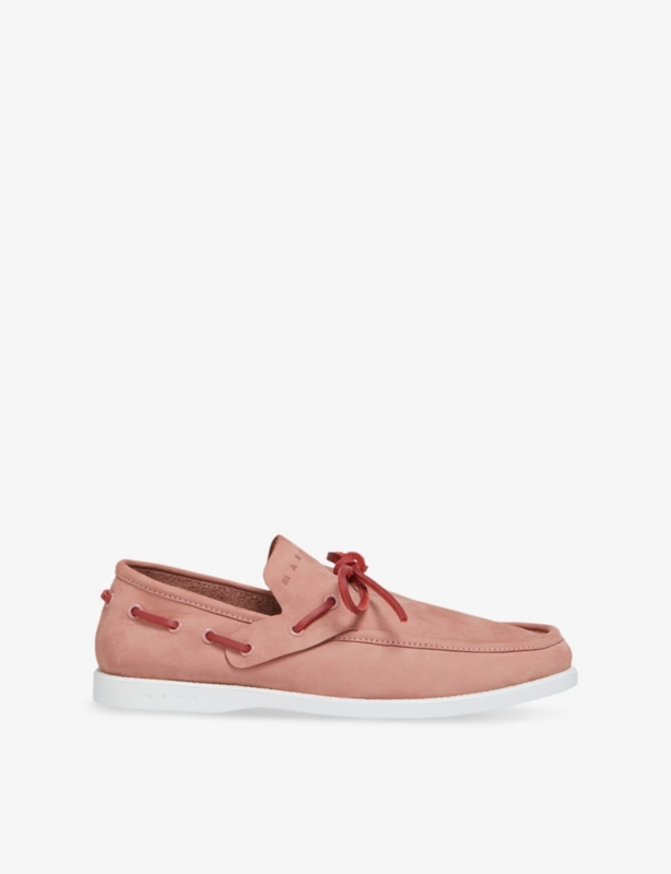 Bow-tie suede boat loafer