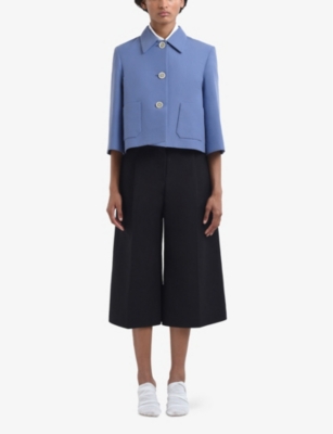 Marni Short Three-quarter Sleeve Cotton Jacket In 00b26