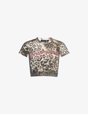 Ksubi X Mowalola Womens Brown  Cheetah Baby Tee Cotton-jersey T-shirt