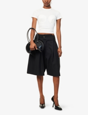 VAQUERA WOMENS BLACK BABY SUITING WOOL SHORTS 