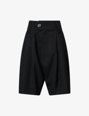 VAQUERA WOMENS BLACK BABY SUITING WOOL SHORTS 