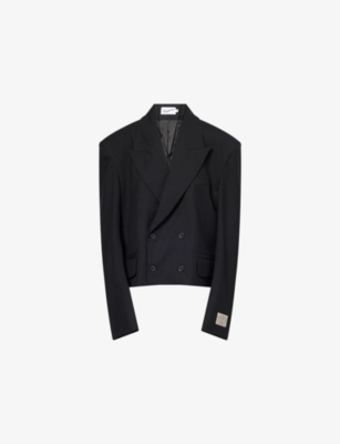 VAQUERA: Twill Peak-Lapels Relaxed-Fit Wool Blazer
