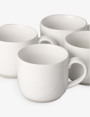 Fable Cloud White Glazed Ceramic Stoneware Mugs Set Of Four In Cloud White