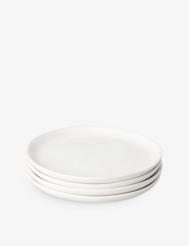Stackable Ceramic Stoneware Dessert Plates Set of Four