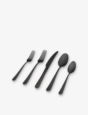 FABLE FLATWARE 20-PIECE STAINLESS-STEEL SET MATTE BLACK 