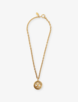 RESELFRIDGES: Pre-Loved Chanel Round Gold-Plated Metal Pendant Necklace