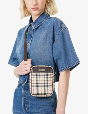 RESELFRIDGES: Pre-Loved Burberry House Check Canvas Cross-Body Bag