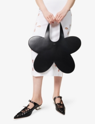 COPERNI: Flower Foil-Print Logo Leather Shoulder Bag