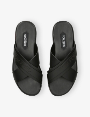 TOM FORD: Preston Crossover-Strap Leather Sandals