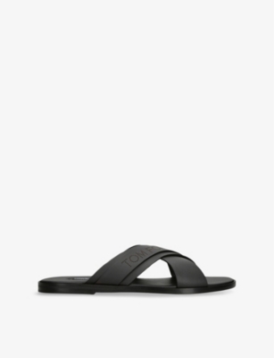 TOM FORD: Preston Crossover-Strap Leather Sandals