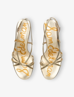 SAM EDELMAN: Cressa Metallic-Leather Kitten-Heel Sandals