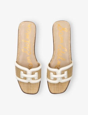 SAM EDELMAN: Irina Branded-Strap Leather and Woven Sandals