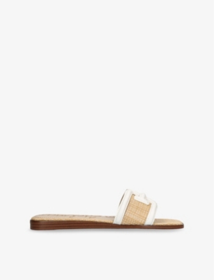 SAM EDELMAN: Irina Branded-Strap Leather and Woven Sandals