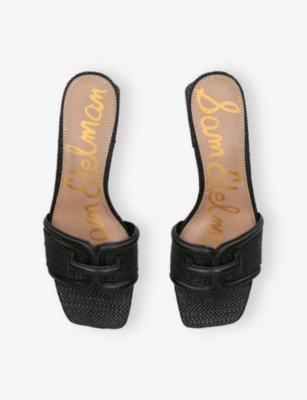 Sam Edelman Womens Black Waylon Woven And Leather Block-heel Mules Eur 38/5 Uk