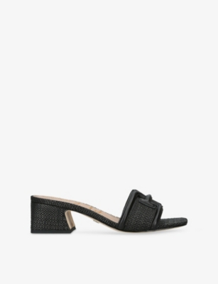 Sam Edelman Womens Black Waylon Woven And Leather Block-heel Mules Eur 38/5 Uk