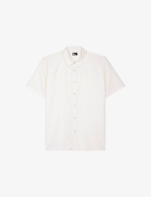 The Kooples Mens Ecru Western Short-sleeve Woven Shirt In Ecru