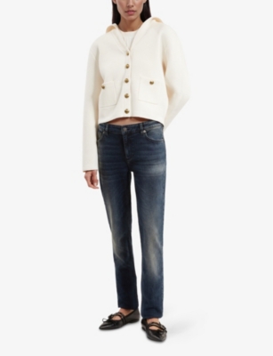 THE KOOPLES WOMENS THE KOOPLES FADED-WASH STRAIGHT-LEG MID-RISE STRETCH-DENIM JEANS 
