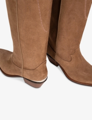THE KOOPLES WOMENS THE KOOPLES KNEE-HIGH WESTERN SUEDE BOOTS 