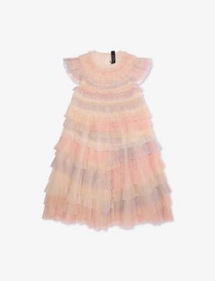 Needle & Thread Kids' Petra Ruffled Tulle Dress 4-10 Years Desert Rainbow