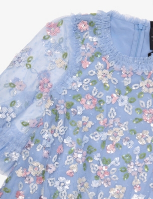 NEEDLE AND THREAD: Sequin Bloom Embroidered Tulle Dress 4-12 Years
