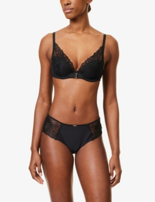 Chantelle Womens Legend Underwire Plunge Stretch-wovent-shirt Bra Black In Black