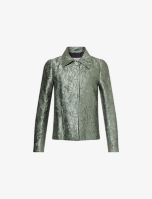 Crinkled Two-Patch-Pockets Woven Blazer