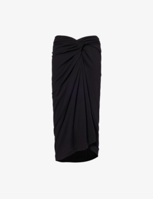 Dries Van Noten Womens Black Twisted Asymmetric Cotton-jersey Midi Skirt In Black