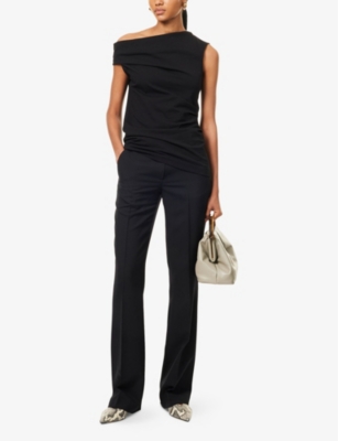 Dries Van Noten Asymmetric Ruched Sleeveless Top In Black