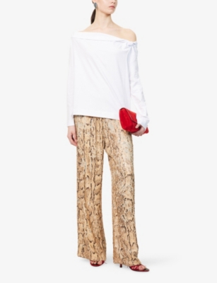 DRIES VAN NOTEN: Off The Shoulder Knot-Front Cotton-Jersey Top