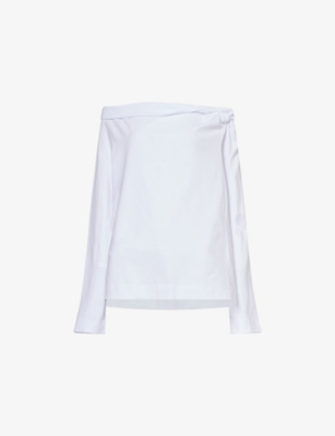 DRIES VAN NOTEN: Off The Shoulder Knot-Front Cotton-Jersey Top