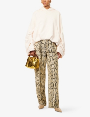 Shop Dries Van Noten Womens Ecru Kangaroo-pocket Puffball-hem Cotton-jersey Hoody