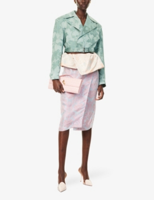 Rinan Short Floral-Jacquard Woven Coat