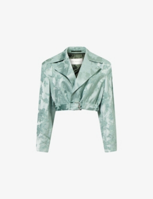 Rinan Short Floral-Jacquard Woven Coat