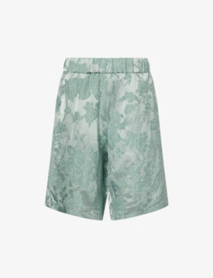 Dries Van Noten Womens Raf Floral-embroidered Relaxed-fit Linen-blend Shorts