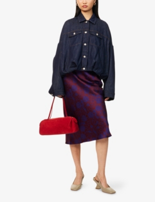 Dries Van Noten Womens Indigo Vesto Gathered-hem Denim Jacket In Indigo
