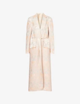 Dries Van Noten Womens Lpink Belted Floral Woven Coat