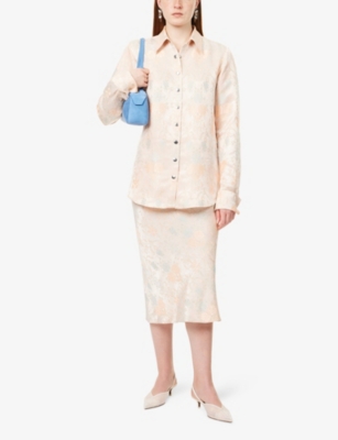 DRIES VAN NOTEN: Jacquard Floral Woven Midi Skirt