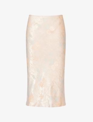 DRIES VAN NOTEN: Jacquard Floral Woven Midi Skirt