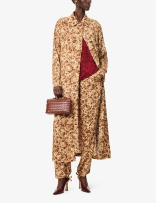DRIES VAN NOTEN: Raltonas Floral-Print Long Woven Coat