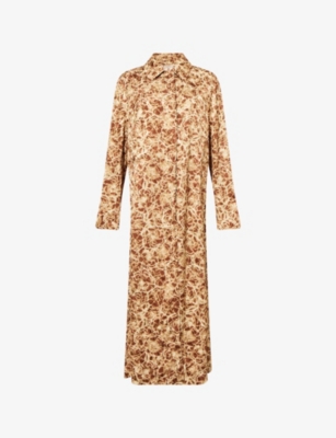DRIES VAN NOTEN: Raltonas Floral-Print Long Woven Coat