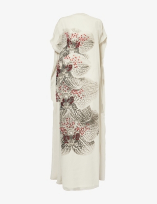 Dries Van Noten Womens Black Embellished Relaxed-fit Silk Maxi Dress