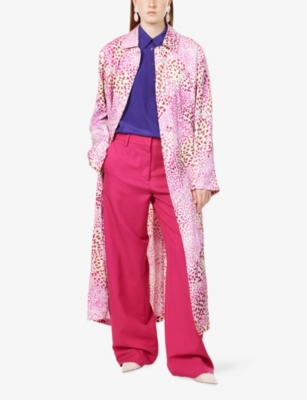 DRIES VAN NOTEN: Abstract-Print Two-Welt-Pockets Woven Coat
