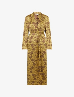 Dries Van Noten Womens Ocra Belted Floral Woven Coat