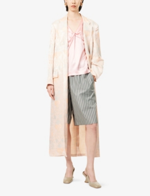 DRIES VAN NOTEN WOMENS PISTACHE STRIPE-PRINT RELAXED-FIT COTTON-POPLIN SHORTS XS 