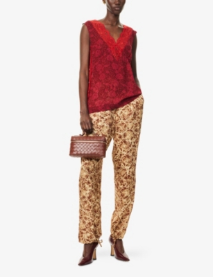 DRIES VAN NOTEN: Ciesta Lace-Trim Floral Woven Top