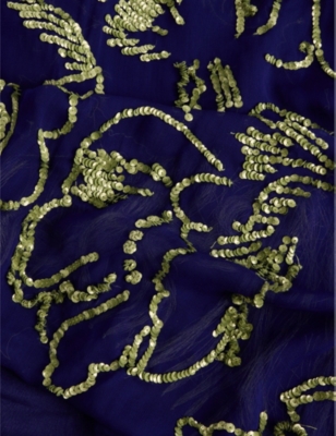 DRIES VAN NOTEN: Sequin-Embellished Fringed Woven Scarf