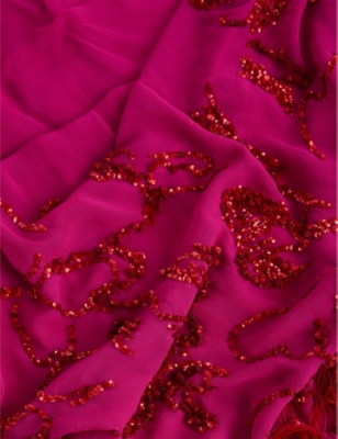 DRIES VAN NOTEN: Sequin-Embellished Fringed Woven Scarf